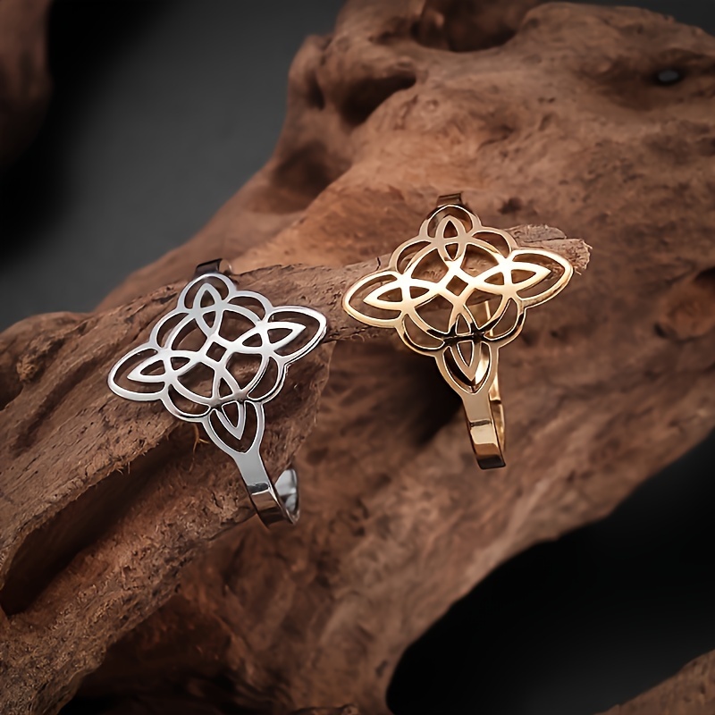 Stainless Steel Witch Knot Adjustable Ring for Halloween